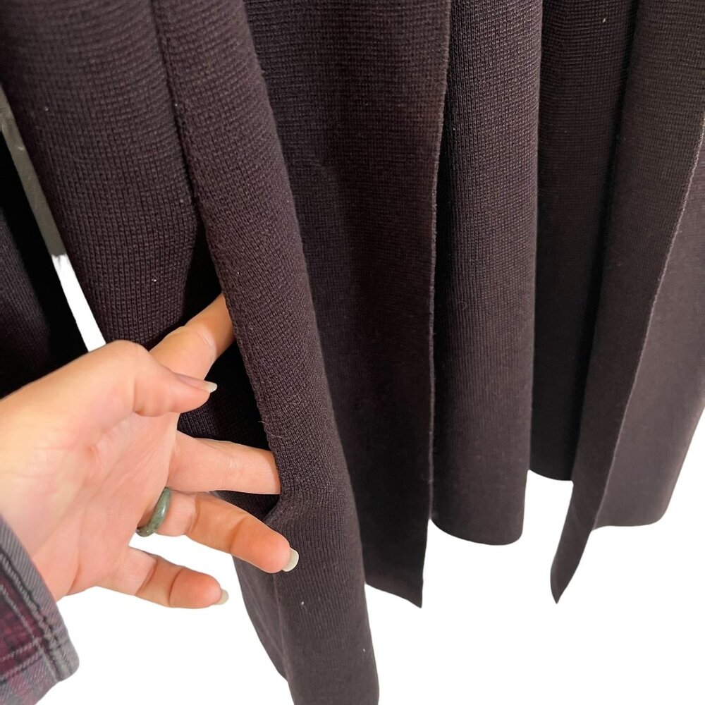 Eileen Fisher Brown Silk Cotton Blend Open Front Longline Cardigan Large - Picture 3 of 9